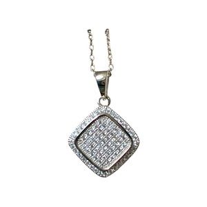 Crystals & Rhodium dipped necklace 18 IN